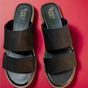 Franco Sarto Black Double-Band Slide Sandals